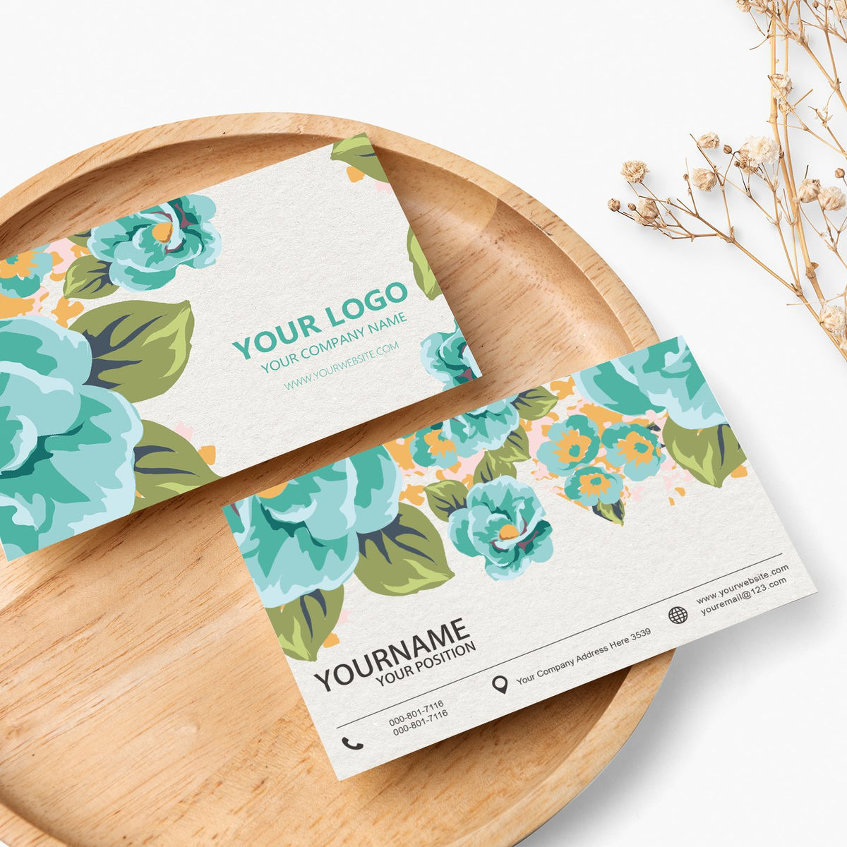 G Graphics 16pt matte business cards โ floral design