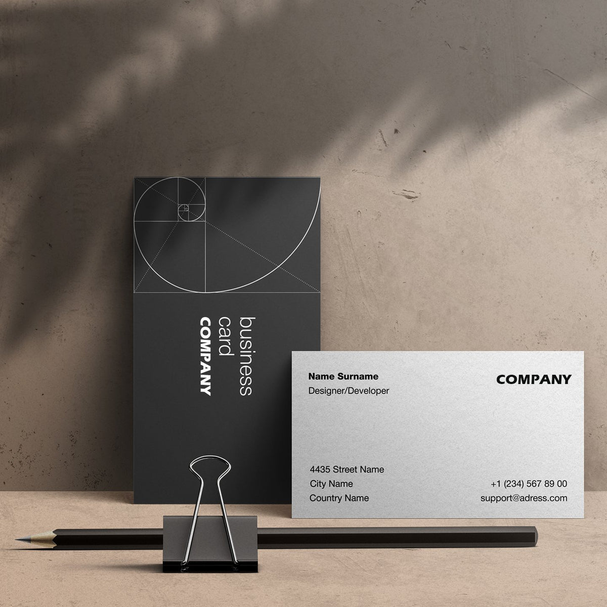 G Graphics 16pt matte business cards – black vertical and white horizontal